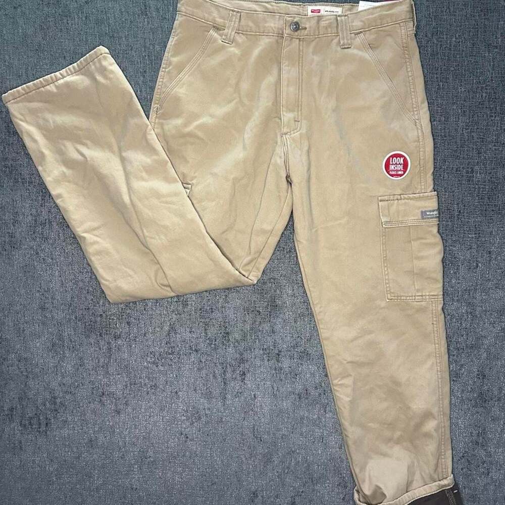 Wrangler Five Star Relaxed Fit Cargo Pants Tan 32x32 Fleece Lined